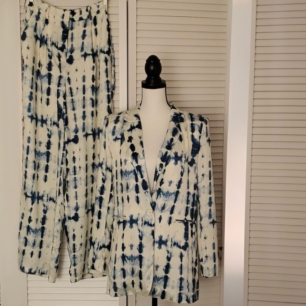 NWT House Of Harlow 1960 Satin Blazer/Palazzo Pants Suite Set Sz S